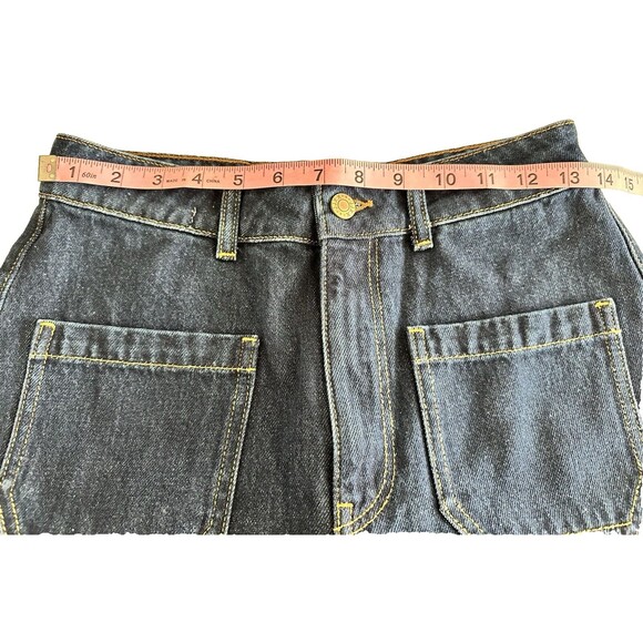 JJXX Wide Leg High Waist Jeans Size 27 Inseam 32 Patch Pockets Dark Wash New - Picture 3 of 10